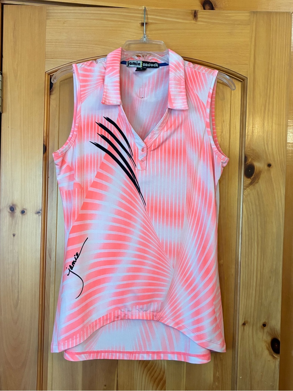 Jamie Sadock Creamsicle Orange and White Sleeveless Golf Polo Tank